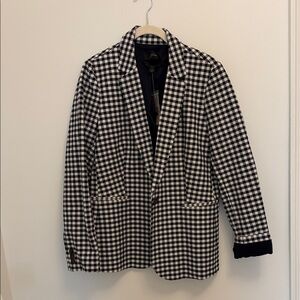 J.Crew Navy Gingham Jacket | Tailored Fit | Size 12 | Classic Chic